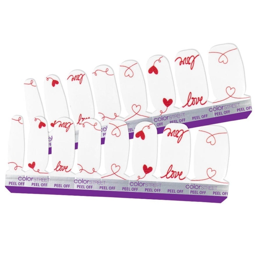 Color Street “Love Letter” creme finish of scribbled hearts & love nail strips - Picture 6 of 11